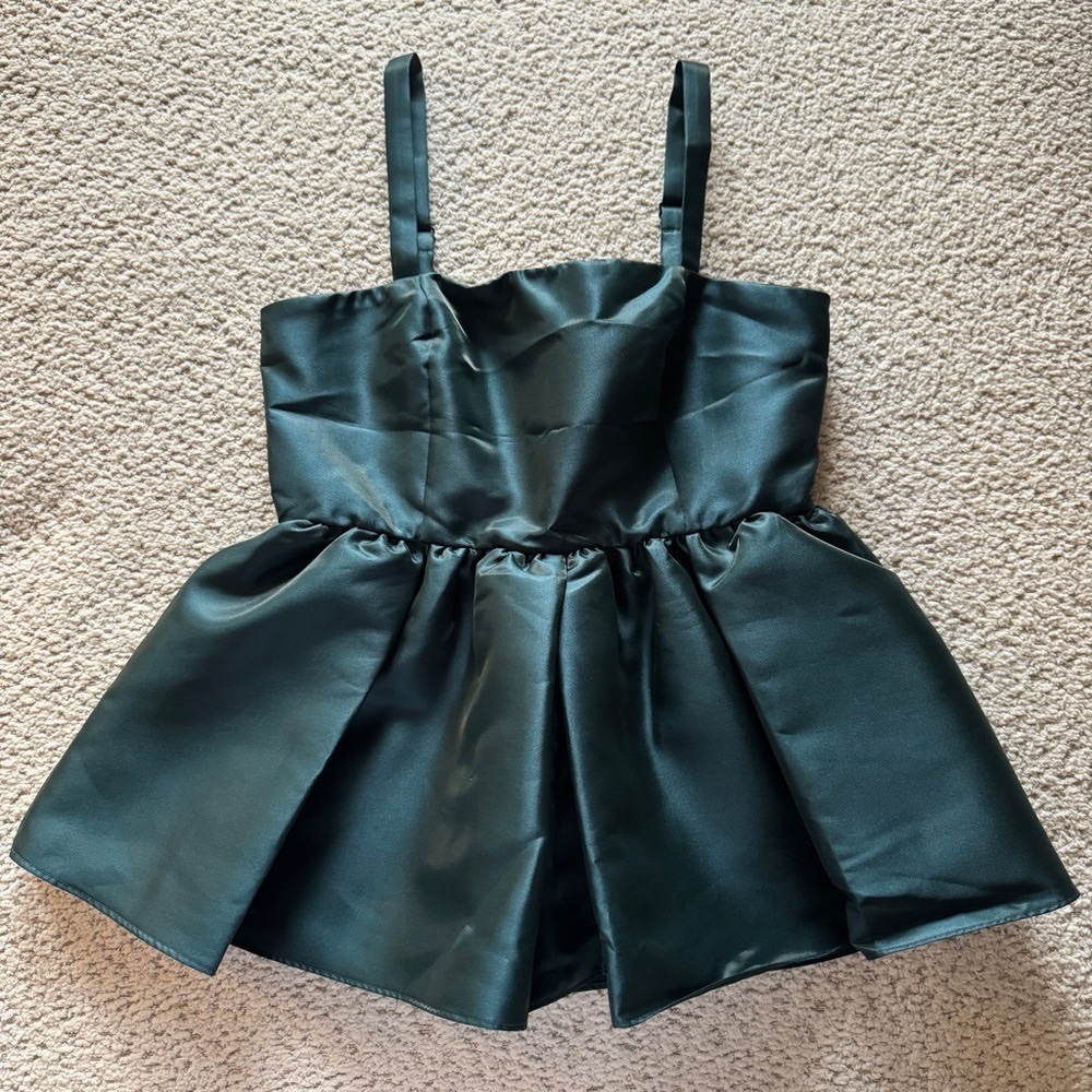 Elegant Dark Green Satin Top